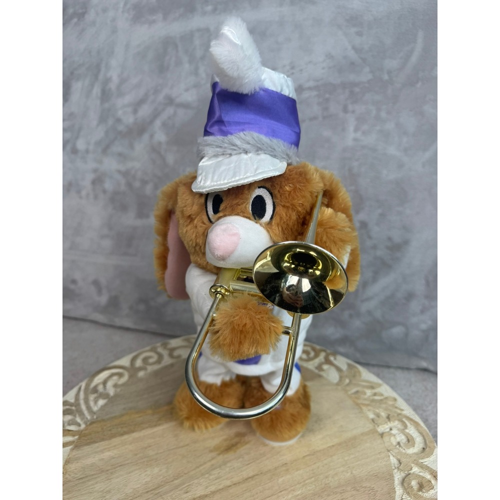 Animated Musical Bunny Rabbit Plush Toy Playing Trombone Marching‎ Band Outfit